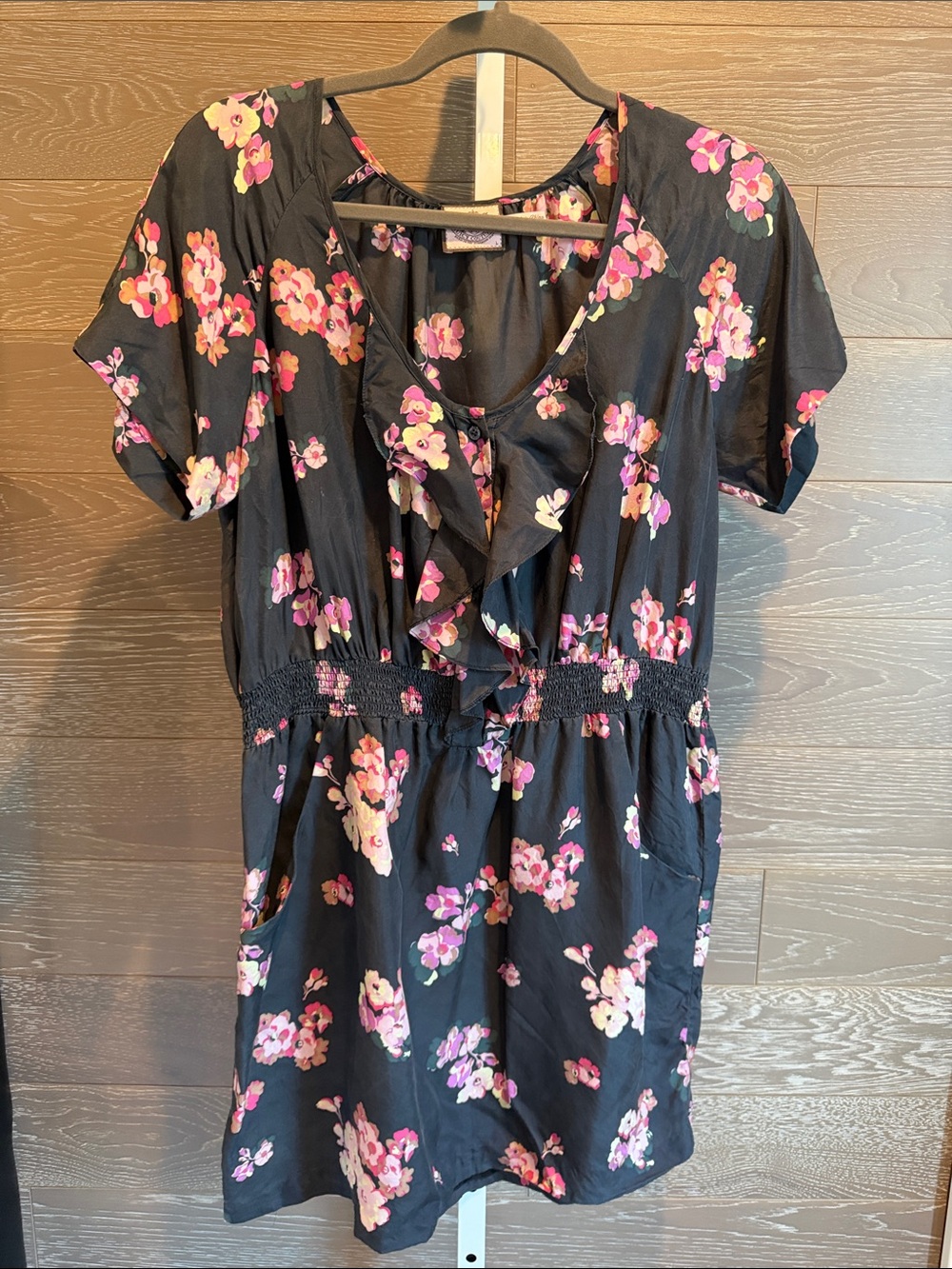 Juicy Couture Floral Ruffle Silk Dress